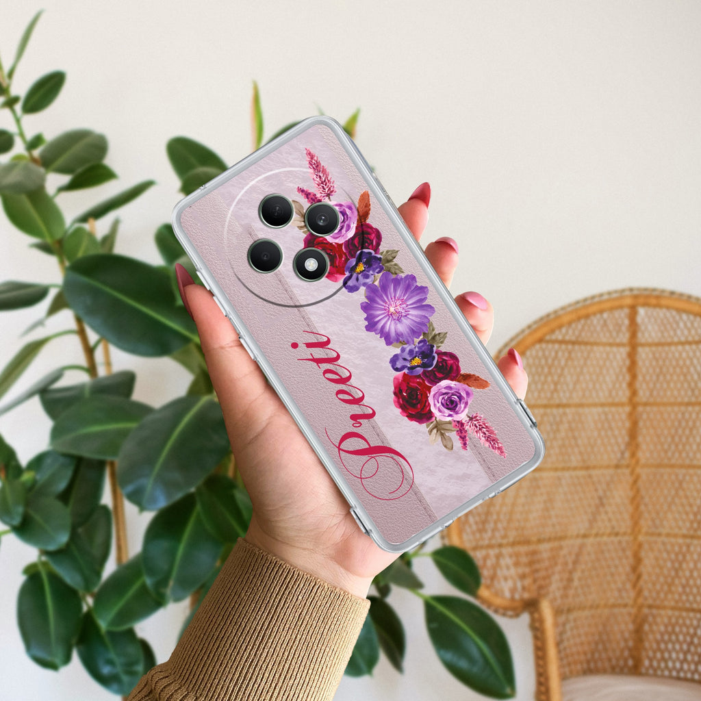 Blue Aster Floral Customize Anti Yellow Case For Oppo F27 Pro Plus 5G