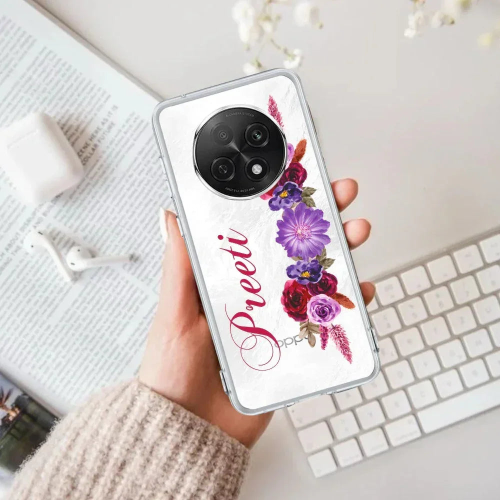 Blue Aster Floral Customize Anti Yellow Case For Oppo F29 Pro 5G