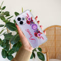 Blue Aster Floral Customize Transparent Silicon Case For Oppo F33 Pro 5G