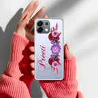 Blue Aster Floral Customize Transparent Silicon Case For Oppo Reno 12 5G