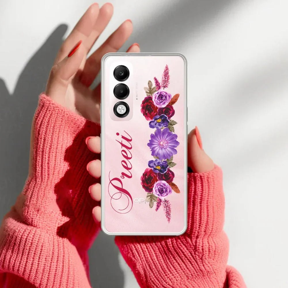 Blue Aster Floral Customize Transparent Silicon Case For Oppo - ShopOnCliQ