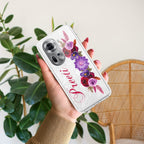 Blue Aster Floral Customize Anti Yellow Case For Oppo Reno 11 5G