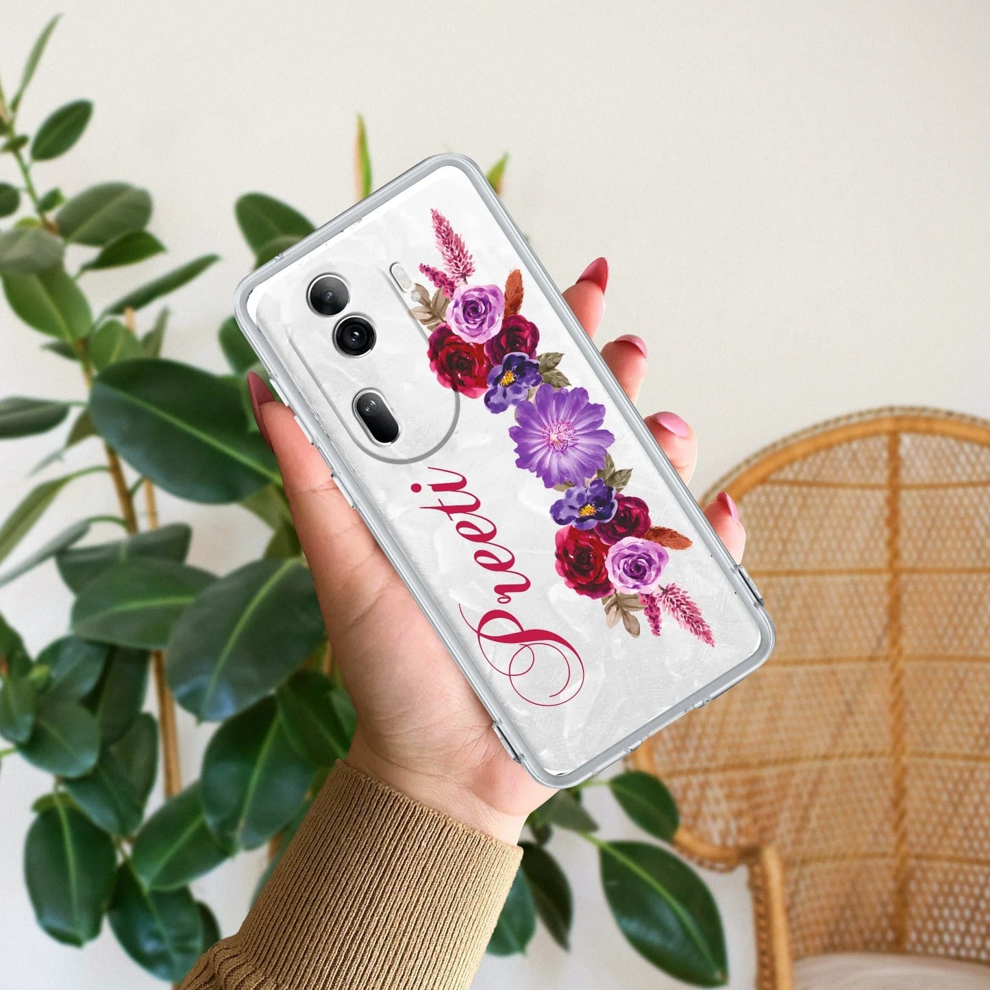 Blue Aster Floral Customize Transparent Silicon Case For Oppo - ShopOnCliQ