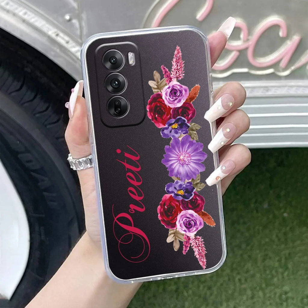 Blue Aster Floral Customize Anti Yellow Case For Oppo Reno 12 Pro 5G