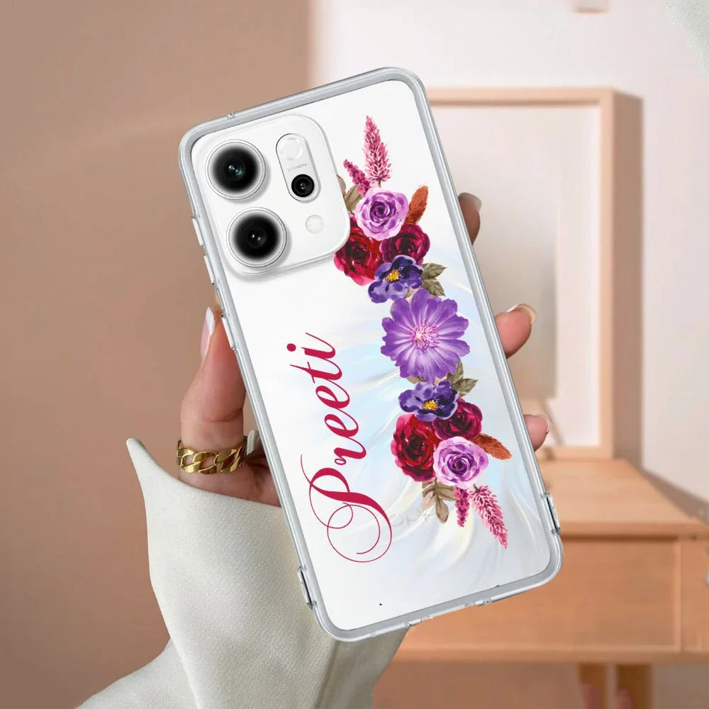 Blue Aster Floral Customize Transparent Silicon Case For Oppo - ShopOnCliQ