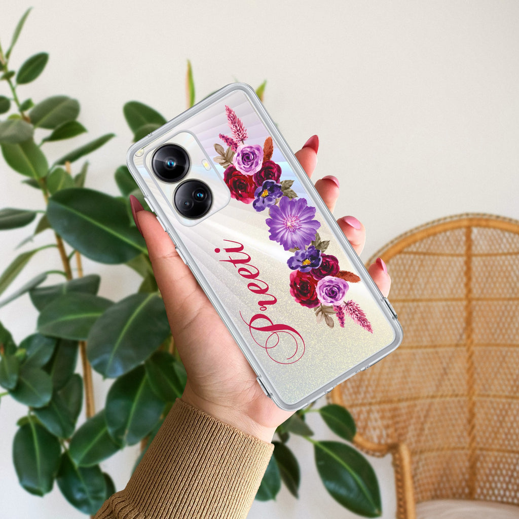Blue Aster Floral Customize Anti Yelllow Case For Realme 10 Pro Plus 5G