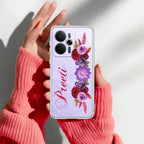 Blue Aster Floral Customize Transparent Silicon Case For Realme 13 5G