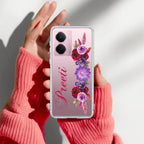 Blue Aster Floral Customize Transparent Silicon Case For Realme Narzo 70 5G