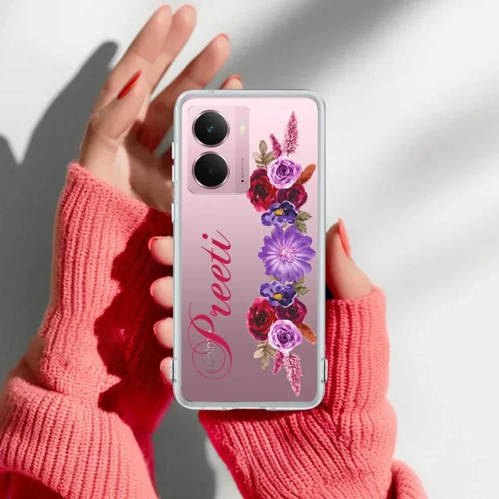 Blue Aster Floral Customize Transparent Silicon Case For Realme Narzo 70 5G