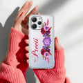 Blue Aster Floral Customize Transparent Silicon Case For Redmi 12 4G