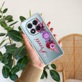 Blue Aster Floral Customize Transparent Silicon Case For Xiaomi 14 5G