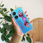 Blue Aster Floral Customize Transparent Silicon Case For Vivo T2 5G