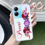 Blue Aster Floral Customize Transparent Silicon Case For Vivo T2x 5G