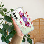 Blue Aster Floral Customize Transparent Silicon Case For Vivo Y58 5G