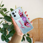 Blue Aster Floral Customize Transparent Silicon Case For Vivo V21e 5G