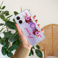 Blue Aster Floral Customize Transparent Silicon Case For Vivo T5X 5G