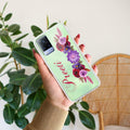 Blue Aster Floral Customize Transparent Silicon Case For Vivo V21 5G