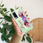 Blue Aster Floral Customize Transparent Silicon Case For Vivo V21e 5G