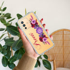 Blue Aster Floral Customize Transparent Silicon Case For Vivo V23 5G