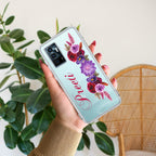 Blue Aster Floral Customize Transparent Silicon Case For Vivo V23E