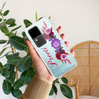 Blue Aster Floral Customize Transparent Silicon Case For Vivo V30 5G