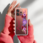 Blue Aster Floral Customize Transparent Silicon Case For Vivo V40 Pro 5G