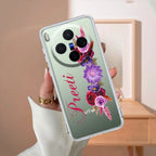 Blue Aster Floral Customize Transparent Silicon Case For Vivo V40 5G