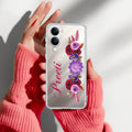 Blue Aster Floral Customize Transparent Silicon Case For Vivo T4 Lite 5G