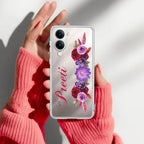Blue Aster Floral Customize Transparent Silicon Case For Vivo Y19e