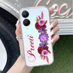 Blue Aster Floral Customize Anti Yellow Case For Vivo Y28 5G