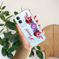 Blue Aster Floral Customize Transparent Silicon Case For Vivo Y29 5G