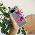 Blue Aster Floral Customize Transparent Silicon Case For Google Pixel 8 5G
