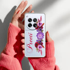 Blue Aster Floral Transparent Silicon Case For OnePlus