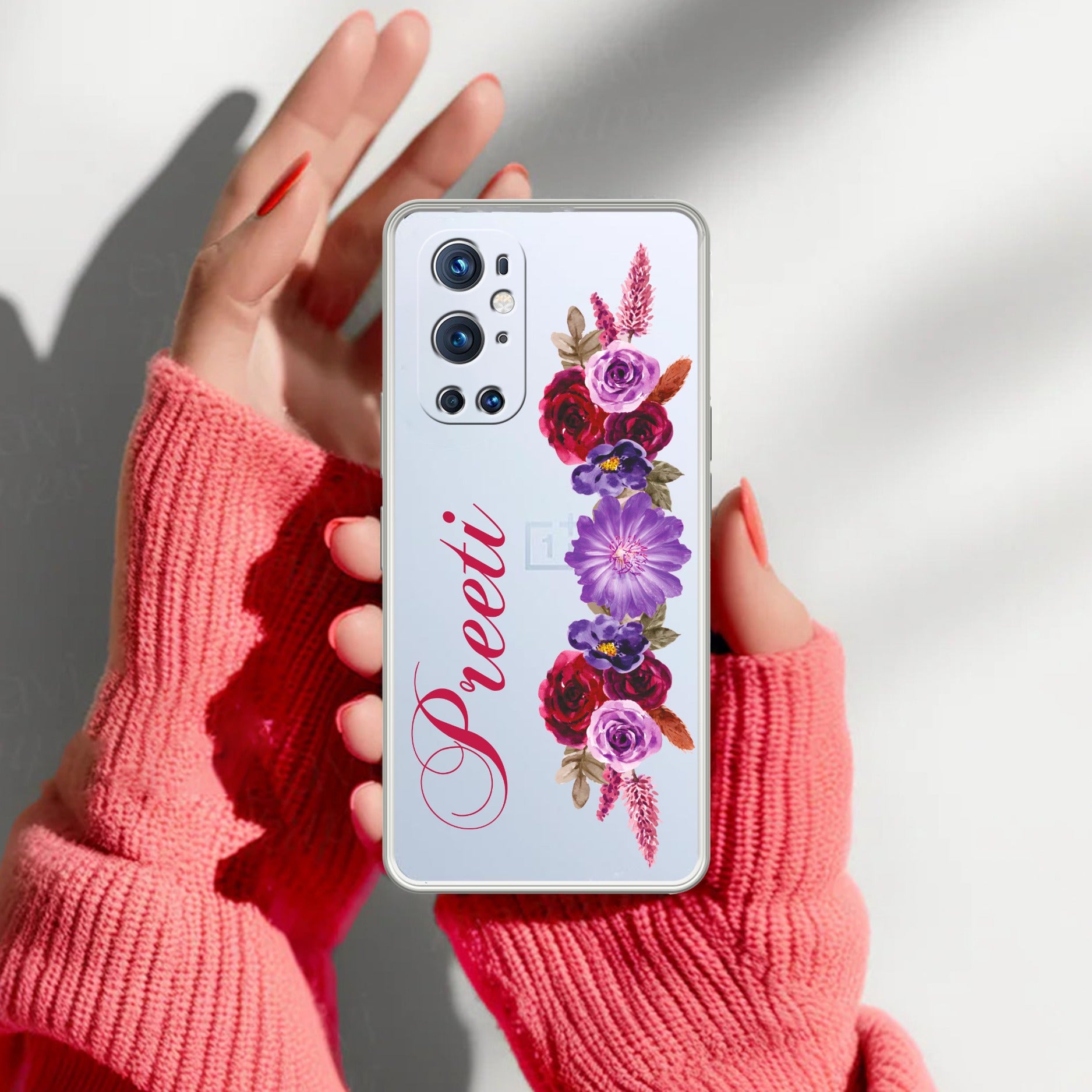 Blue Aster Floral Transparent Silicon Case For OnePlus