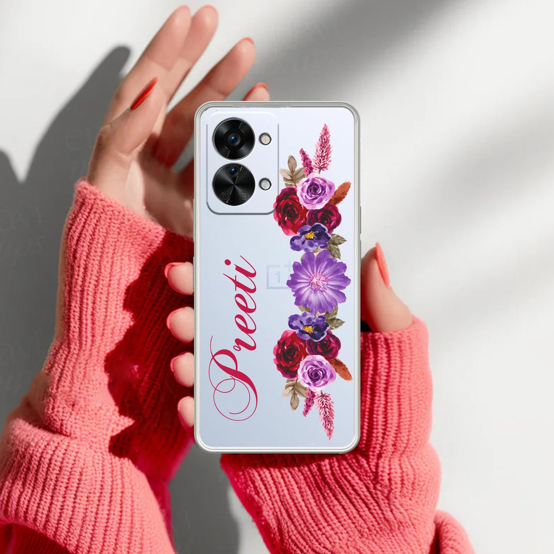 Blue Aster Floral Anti Yellow Case For OnePlus Nord 2T 5G