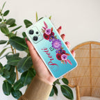 Blue Aster Floral Transparent Silicon Case For OnePlus
