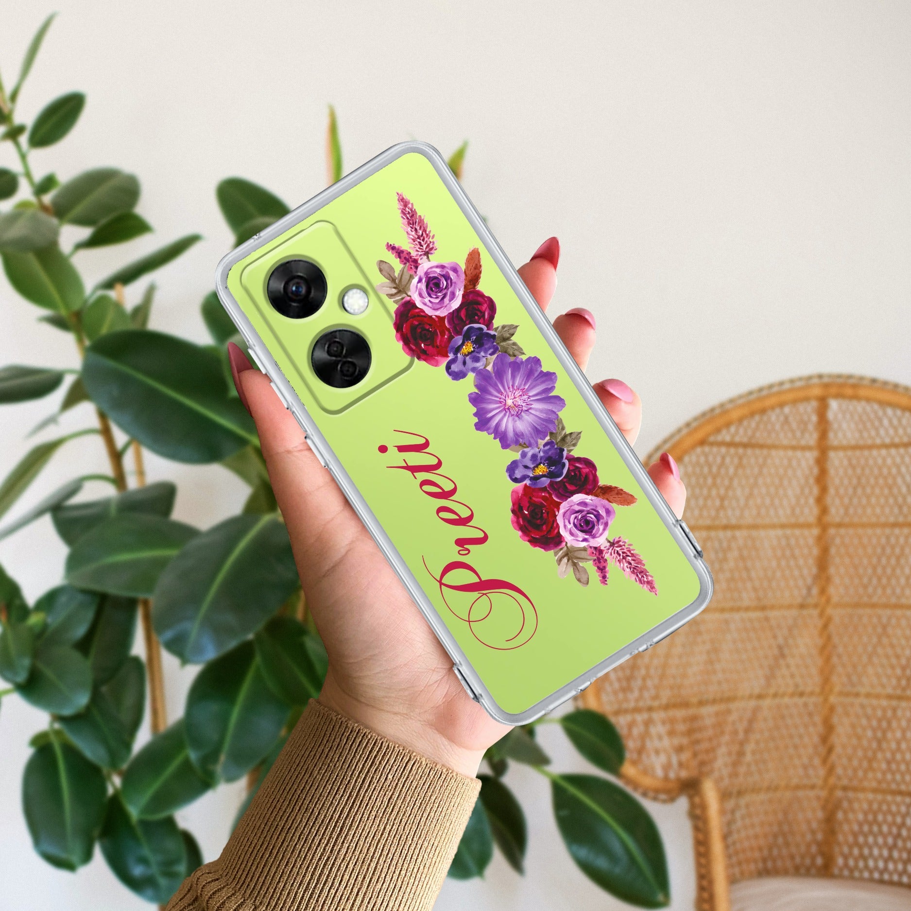 Blue Aster Floral Transparent Silicon Case For OnePlus