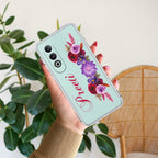 Blue Aster Floral Transparent Silicon Case For OnePlus