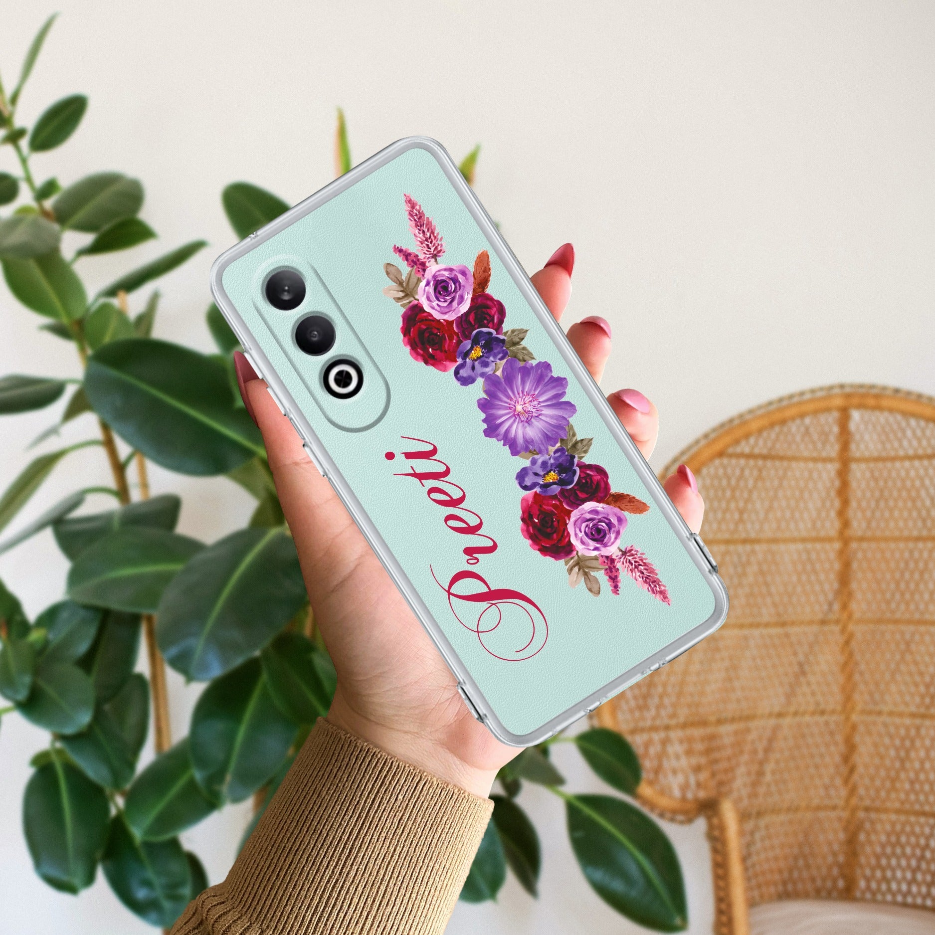 Blue Aster Floral Anti Yellow Case For OnePlus Nord CE 4 5G
