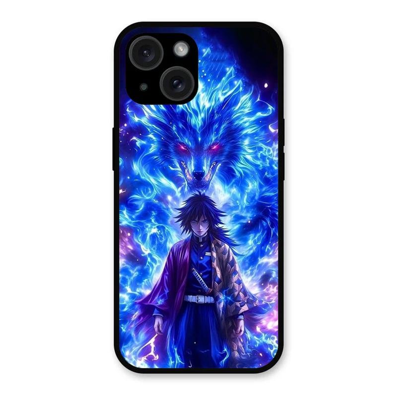 Blue Blade Glass Case Cover For iPhone 15 Plus
