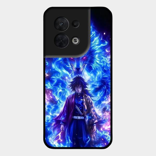 Blue Blade Glass Case Cover For Oppo Reno 8 5G
