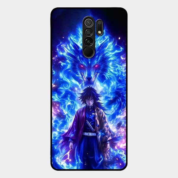 Blue Blade Glass Case Cover For Redmi 9 Prime