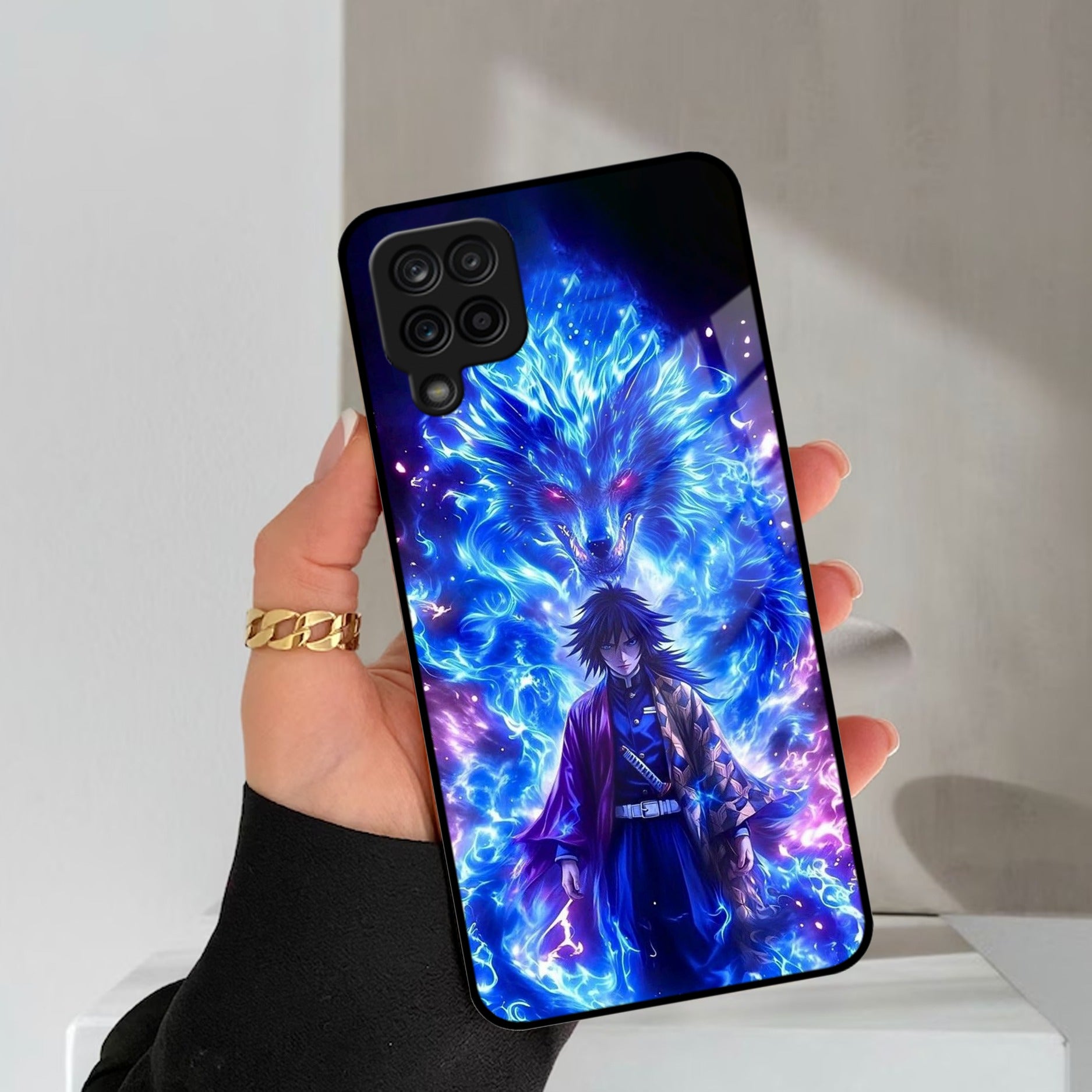 Blue Blade Glass Case Cover For Samsung Galaxy A42 5G