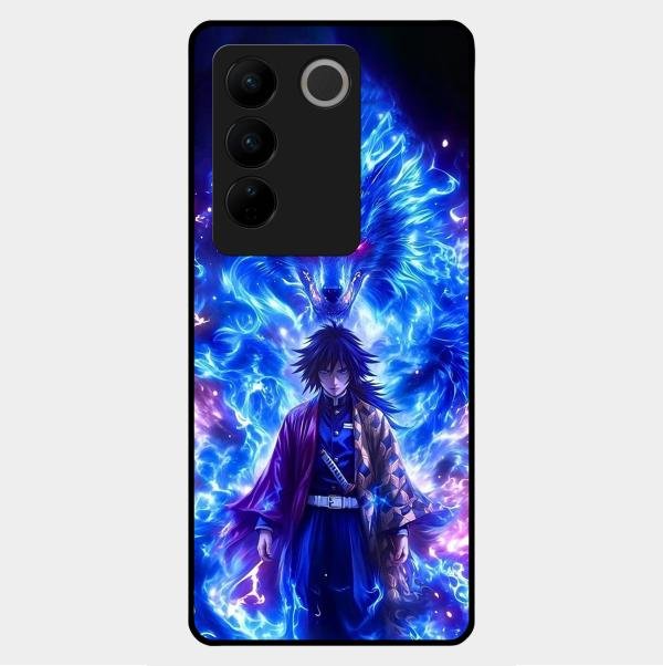 Blue Blade Glass Case Cover For Vivo V27 5G
