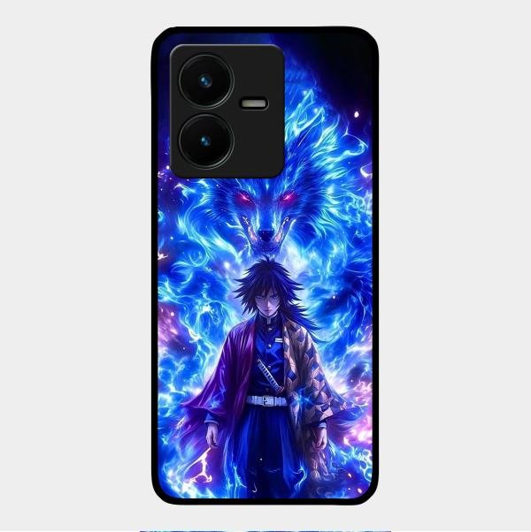 Blue Blade Glass Case Cover For Vivo Y22