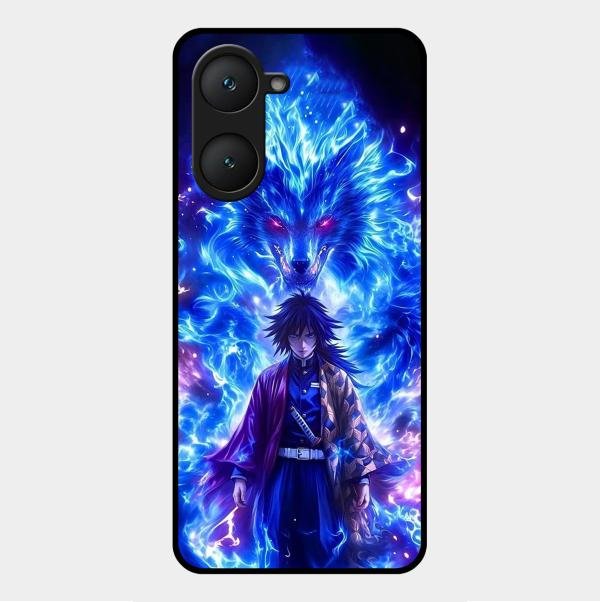 Blue Blade Glass Case Cover For Vivo Y28E 5G