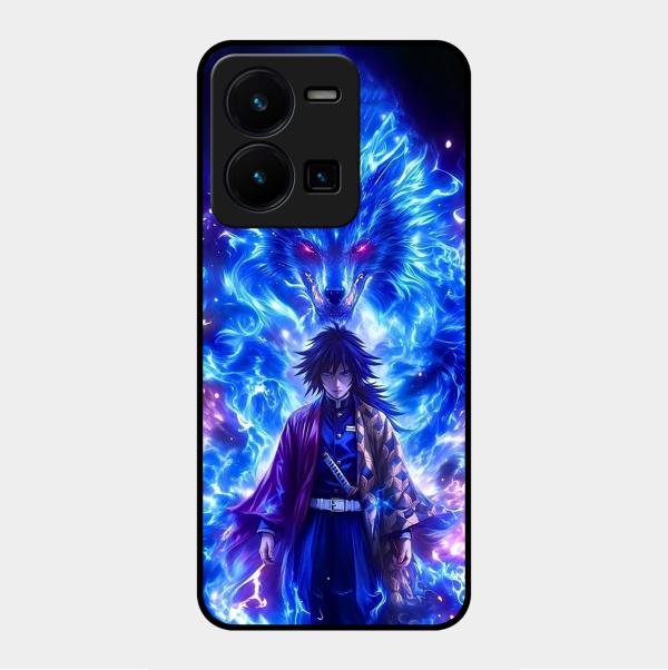Blue Blade Glass Case Cover For Vivo Y35