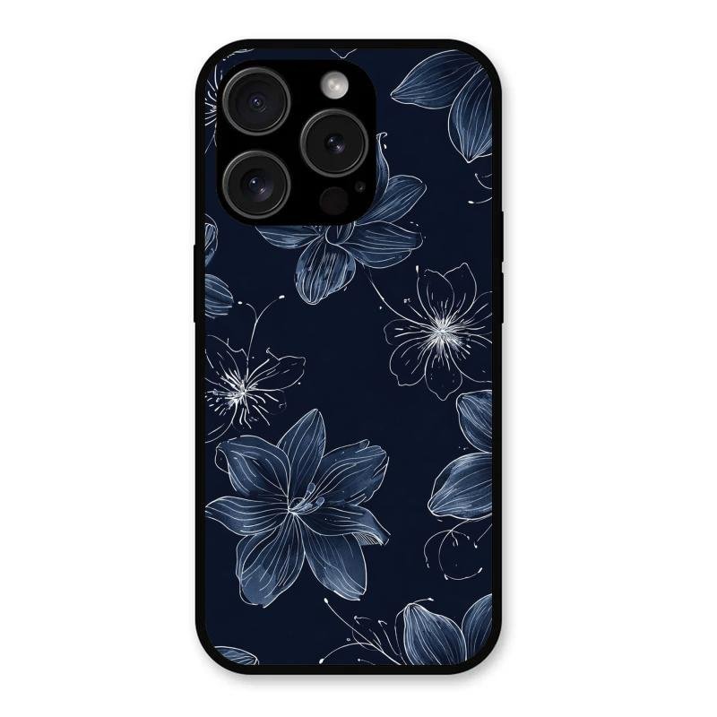 Blue Blossom Kindle Glass Phone Cover For iPhone 15 Pro Max