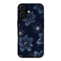 Blue Blossom Kindle Glass Phone Cover For iPhone 16 Plus