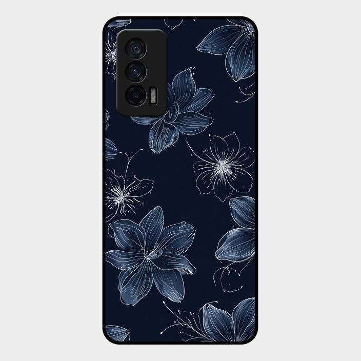 Blue Blossom Kindle Glass Phone Cover For Iqoo 7 5G